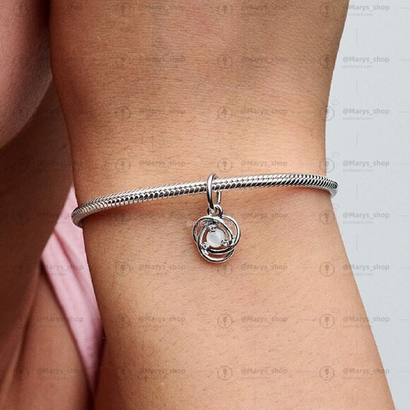 Pandora June Freshwater Cultured Pearl Eternity Circle Dangle Charm - Picture 2 of 2